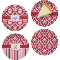 Damask Set of 4 Glass Appetizer / Dessert Plate 8" (Personalized)