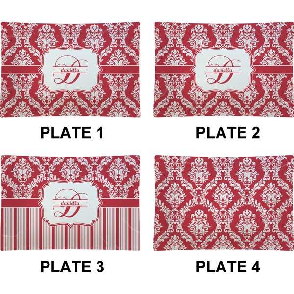 Damask Set of Rectangular Appetizer / Dessert Plates (Approval)