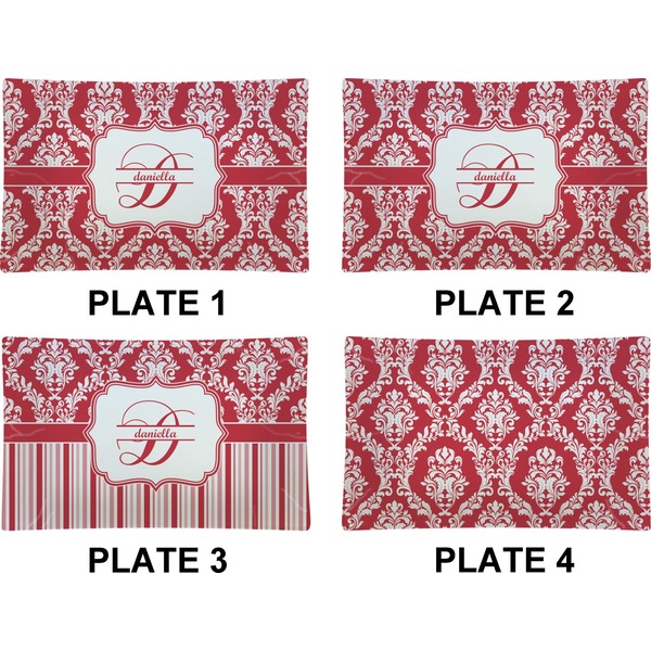 Damask Set of Rectangular Dinner Plates (Approval)
