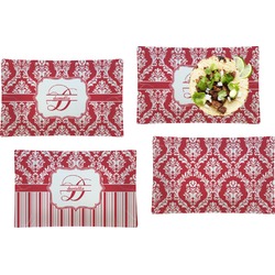 Damask Set of 4 Glass Rectangular Lunch / Dinner Plate (Personalized)