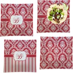 Damask Set of 4 Glass Square Lunch / Dinner Plate 9.5" (Personalized)