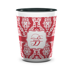 Damask Ceramic Shot Glass - 1.5 oz - Two Tone - Set of 4 (Personalized)