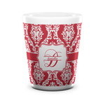 Damask Ceramic Shot Glass - 1.5 oz - White - Single (Personalized)