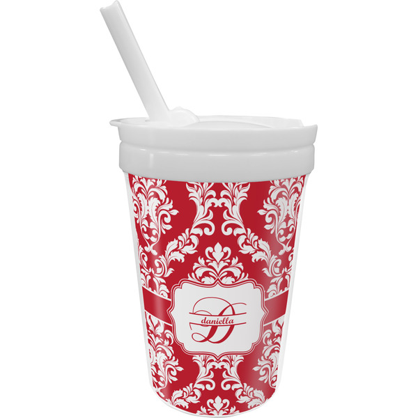 Custom Damask Sippy Cup with Straw (Personalized)