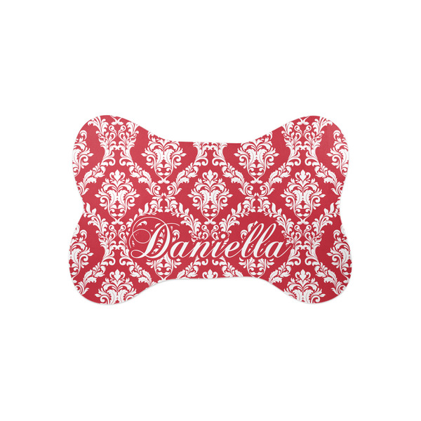 Custom Damask Bone Shaped Dog Food Mat (Small) (Personalized)