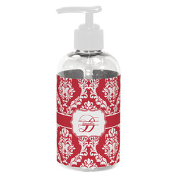 Damask Plastic Soap / Lotion Dispenser (8 oz - Small - White) (Personalized)