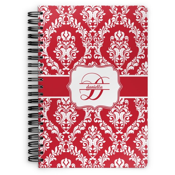 Custom Damask Spiral Notebook - 7x10 w/ Name and Initial