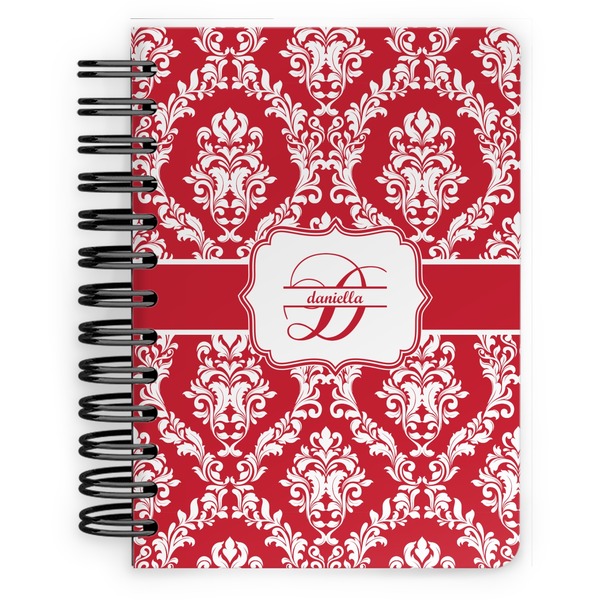 Custom Damask Spiral Notebook - 5x7 w/ Name and Initial