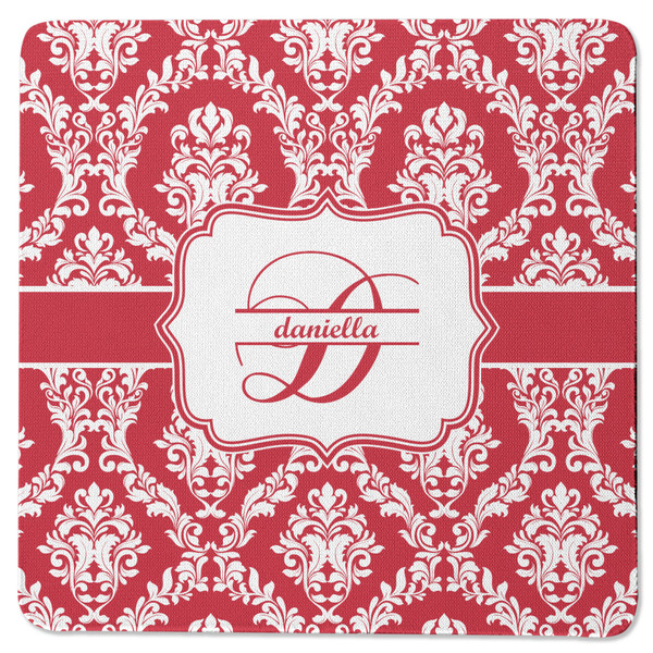 Custom Damask Square Rubber Backed Coaster (Personalized)