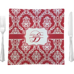 Damask Glass Square Lunch / Dinner Plate 9.5" (Personalized)