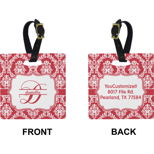 Damask Square Luggage Tag (Front + Back)