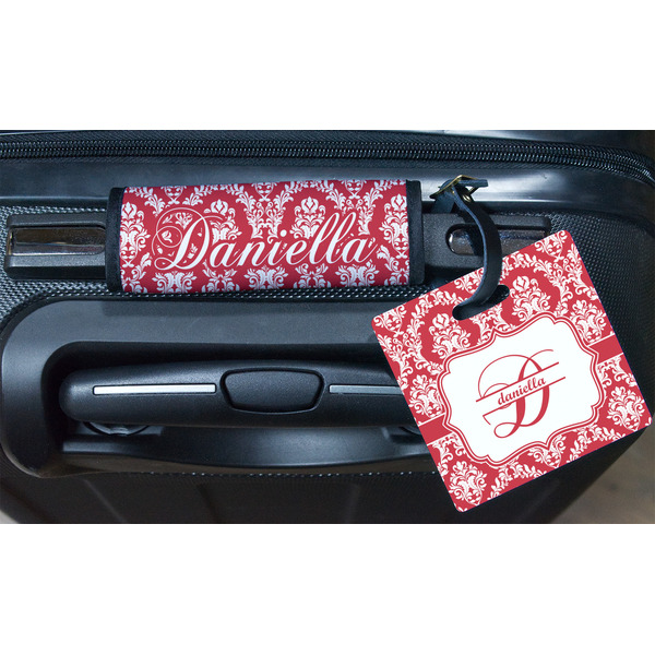 Damask Square Luggage Tag & Handle Wrap - In Context
