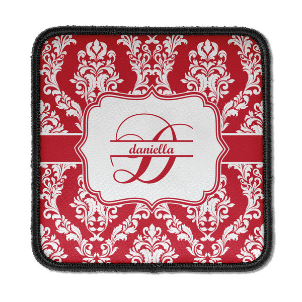 Custom Damask Iron On Square Patch w/ Name and Initial