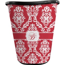Damask Waste Basket - Single Sided (Black) (Personalized)