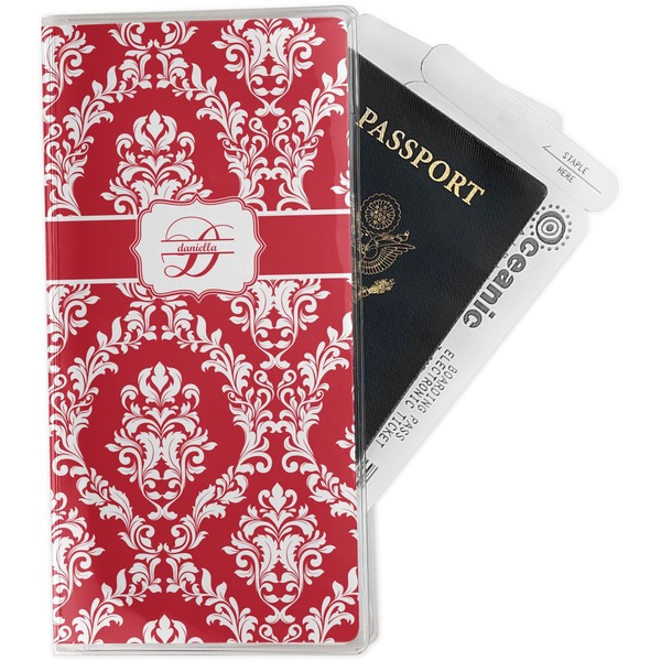 Custom Damask Travel Document Holder