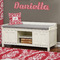 Damask Wall Name Decal Above Storage bench