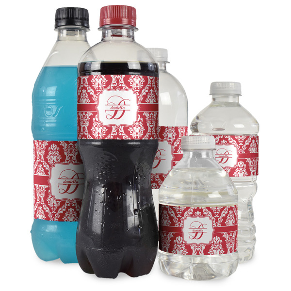 Damask Water Bottle Label - Multiple Bottle Sizes