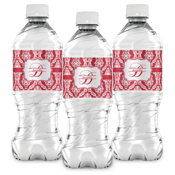Damask Water Bottle Labels - Front View