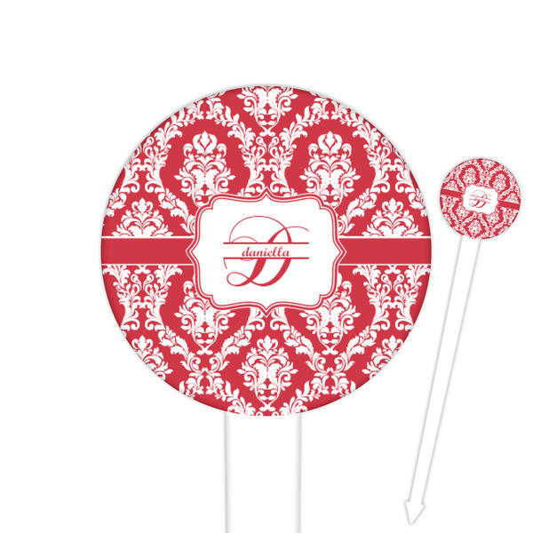 Custom Damask Round Plastic Food Picks (Personalized)