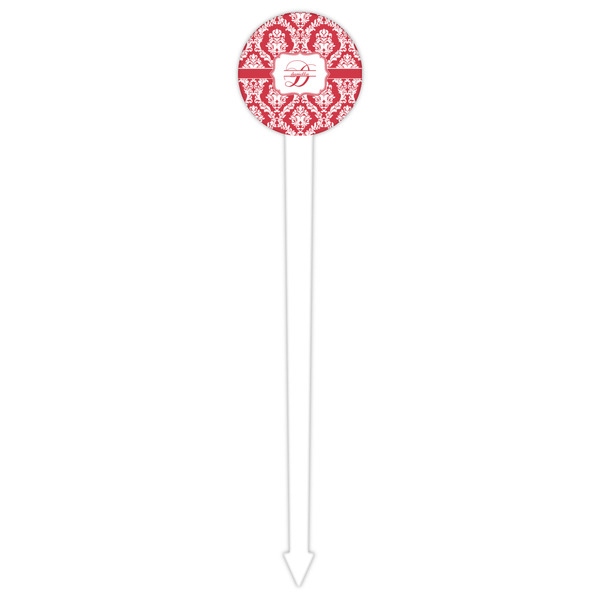 Damask White Plastic 6" Food Pick - Round - Single Pick