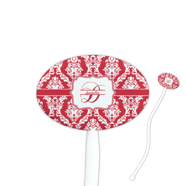Custom Damask Oval Plastic Stir Sticks (Personalized)
