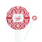 Damask 7" Round Plastic Stir Sticks - White - Single Sided (Personalized)