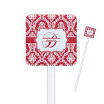 Damask Square Plastic Stir Sticks - Double Sided (Personalized)