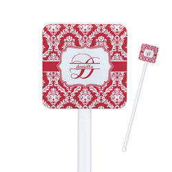 Damask Square Plastic Stir Sticks - Single Sided (Personalized)