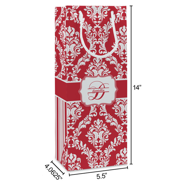 Damask Wine Gift Bag - Dimensions