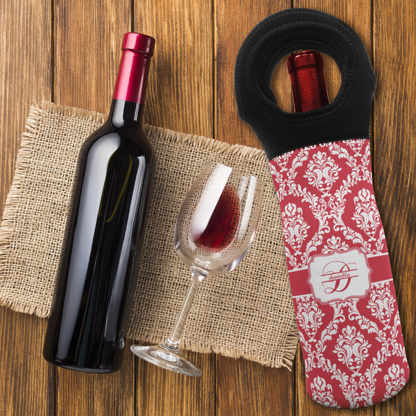Damask Wine Tote Bag - FLATLAY