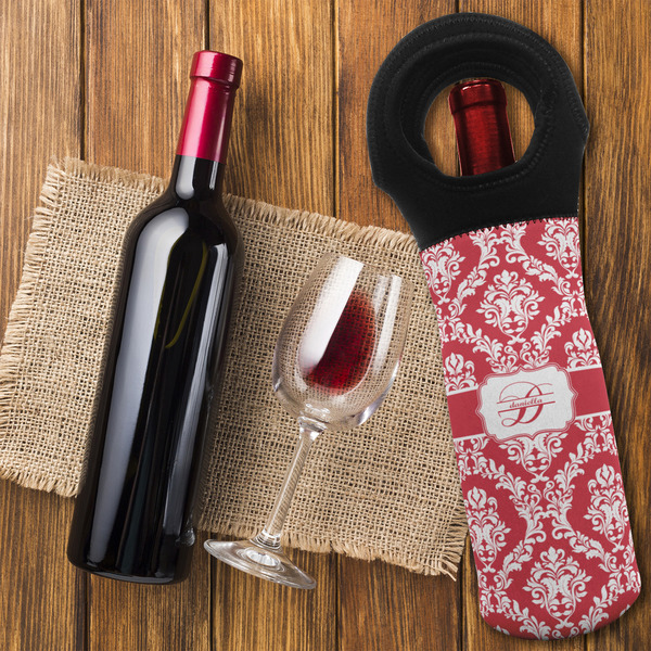 Damask Wine Tote Bag - FLATLAY