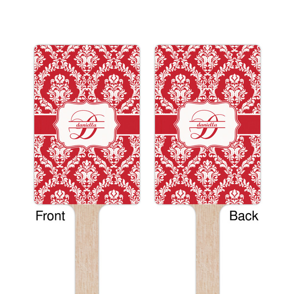 Damask Wooden 6.25" Stir Stick - Rectangular - Double Sided - Front & Back