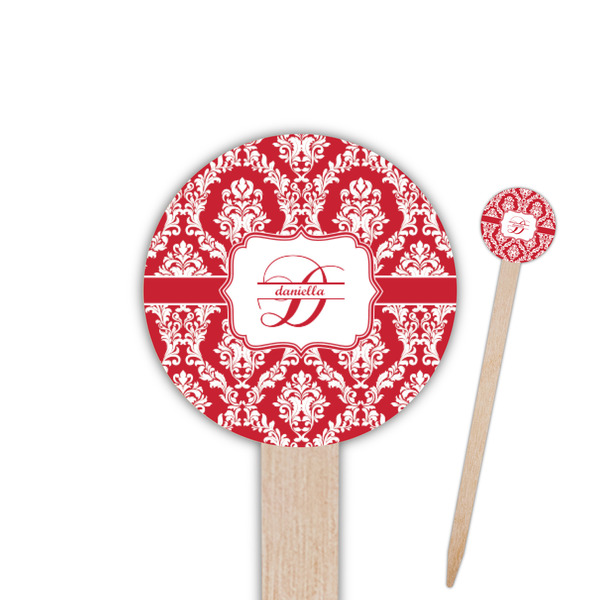 Custom Damask Round Wooden Food Picks (Personalized)