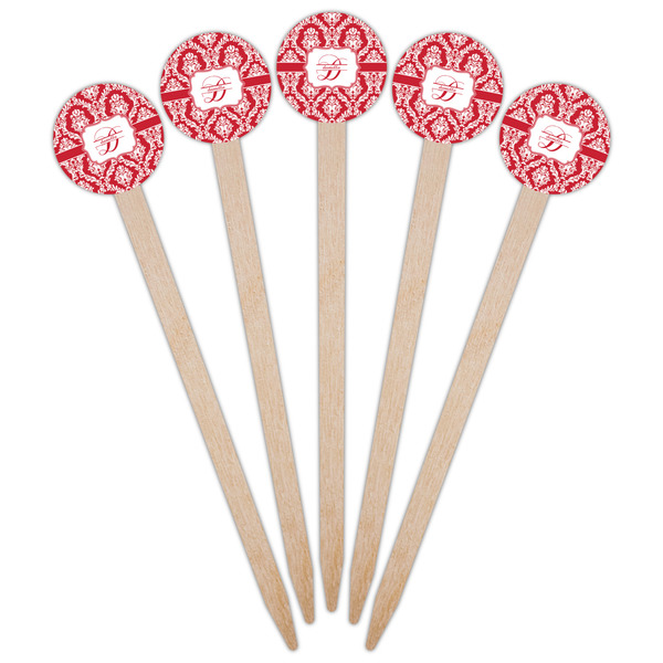 Damask Wooden 6" Food Pick - Round - Fan View