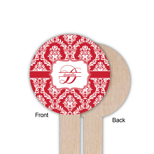 Damask Wooden 6" Food Pick - Round - Single Sided - Front & Back