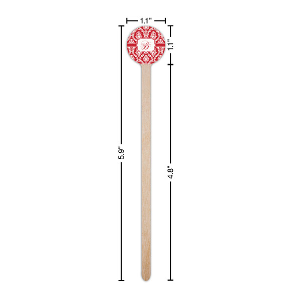 Damask Wooden 6" Stir Stick - Round - Dimensions
