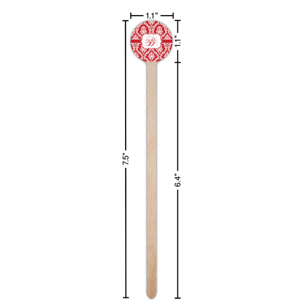 Damask Wooden 7.5" Stir Stick - Round - Dimensions