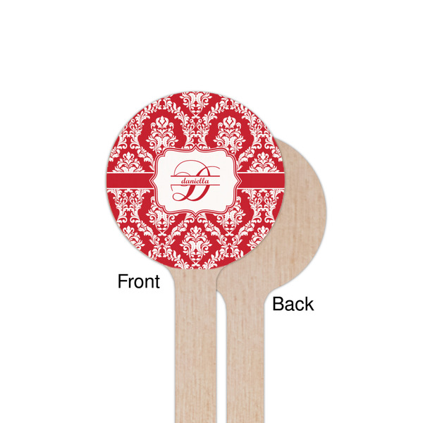 Damask Wooden 7.5" Stir Stick - Round - Single Sided - Front & Back