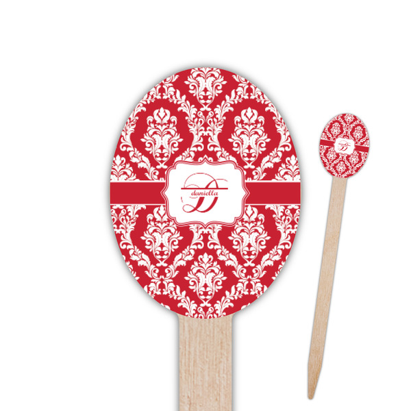 Custom Damask Oval Wooden Food Picks (Personalized)