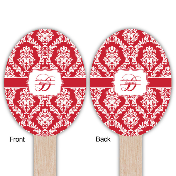 Damask Wooden Food Pick - Oval - Double Sided - Front & Back