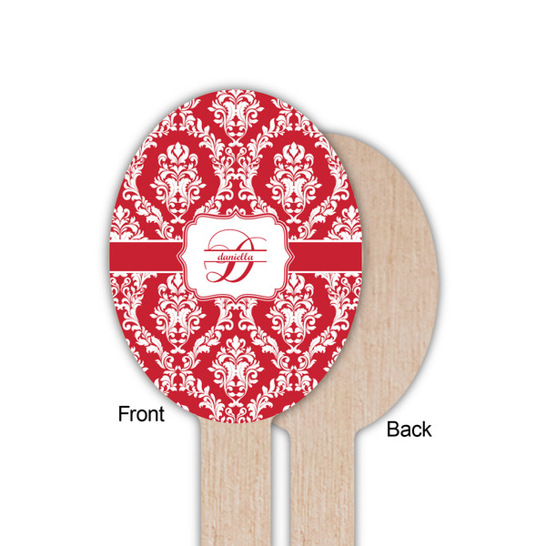 Damask Wooden Food Pick - Oval - Single Sided - Front & Back