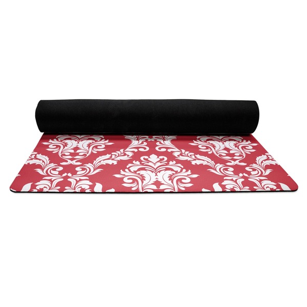 Damask Yoga Mat Rolled up Black Rubber Backing