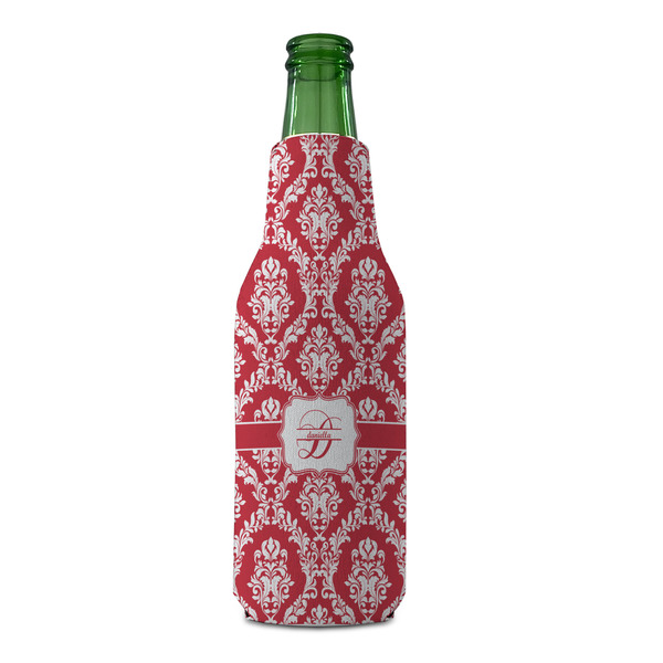 Damask Zipper Bottle Cooler - FRONT (bottle)