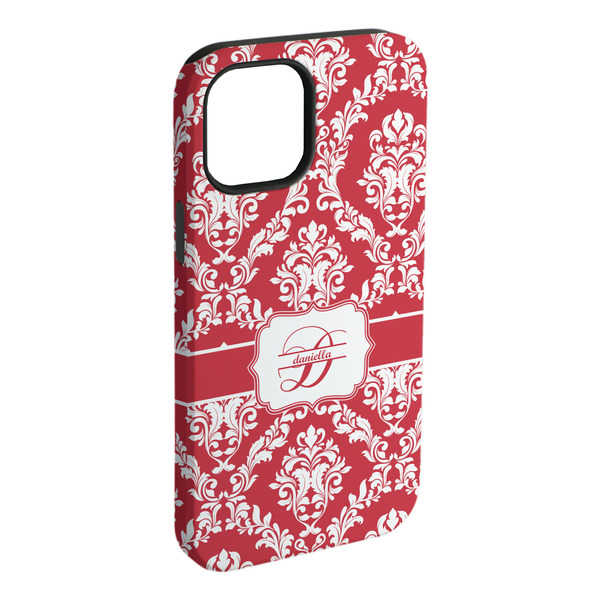 Custom Damask iPhone Case - Rubber Lined - iPhone 15 Plus (Personalized)