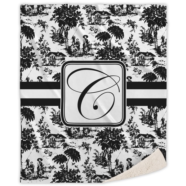 Custom Toile Sherpa Throw Blanket (Personalized)