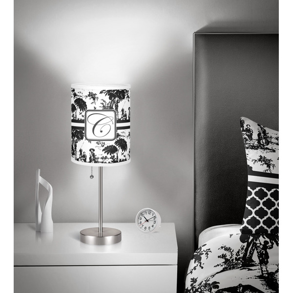Toile 7 inch drum lamp shade - in room