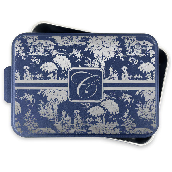 Toile Aluminum Baking Pan - Navy Lid - FRONT w/lid off