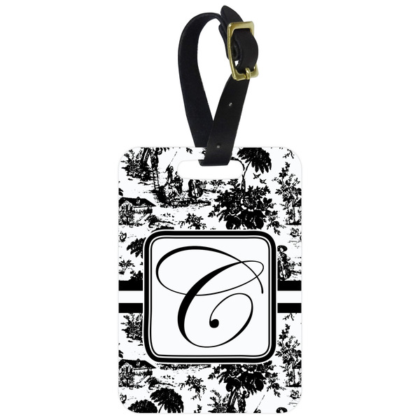 Custom Toile Metal Luggage Tag w/ Initial