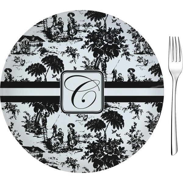 Custom Toile 8" Glass Appetizer / Dessert Plates - Single or Set (Personalized)