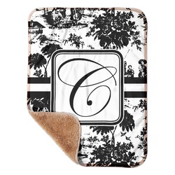 Toile Sherpa Baby Blanket - 30" x 40" w/ Initial